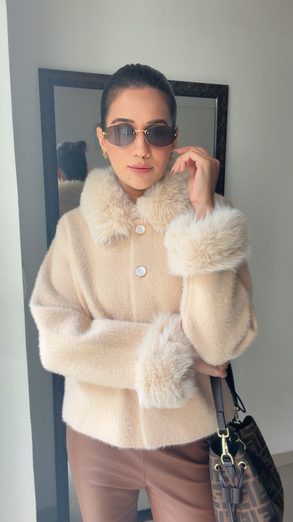 Midnight Luxe Fur-Trim Fall Jacket