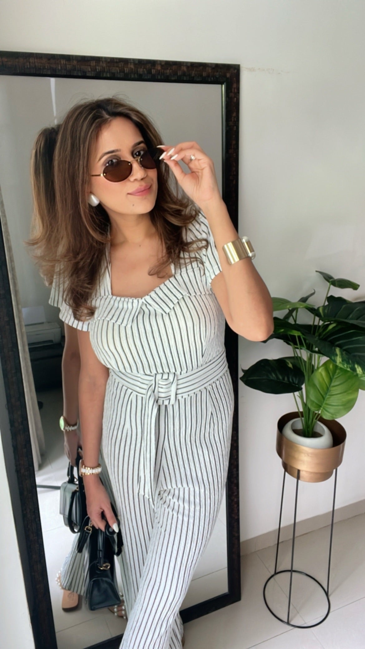 Monochrome Stripe Jumpsuit