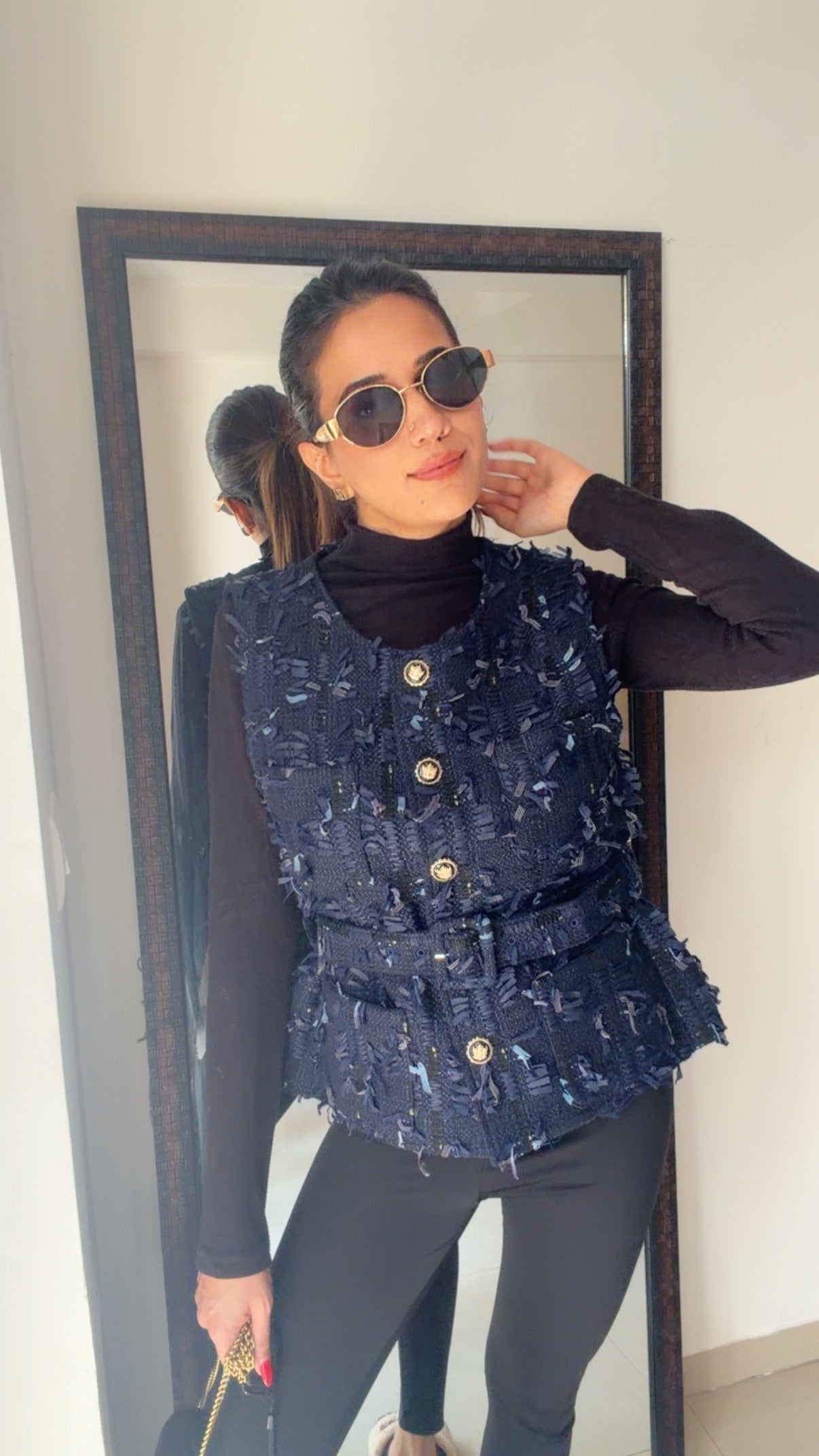 Tweed Fall Vest with belt