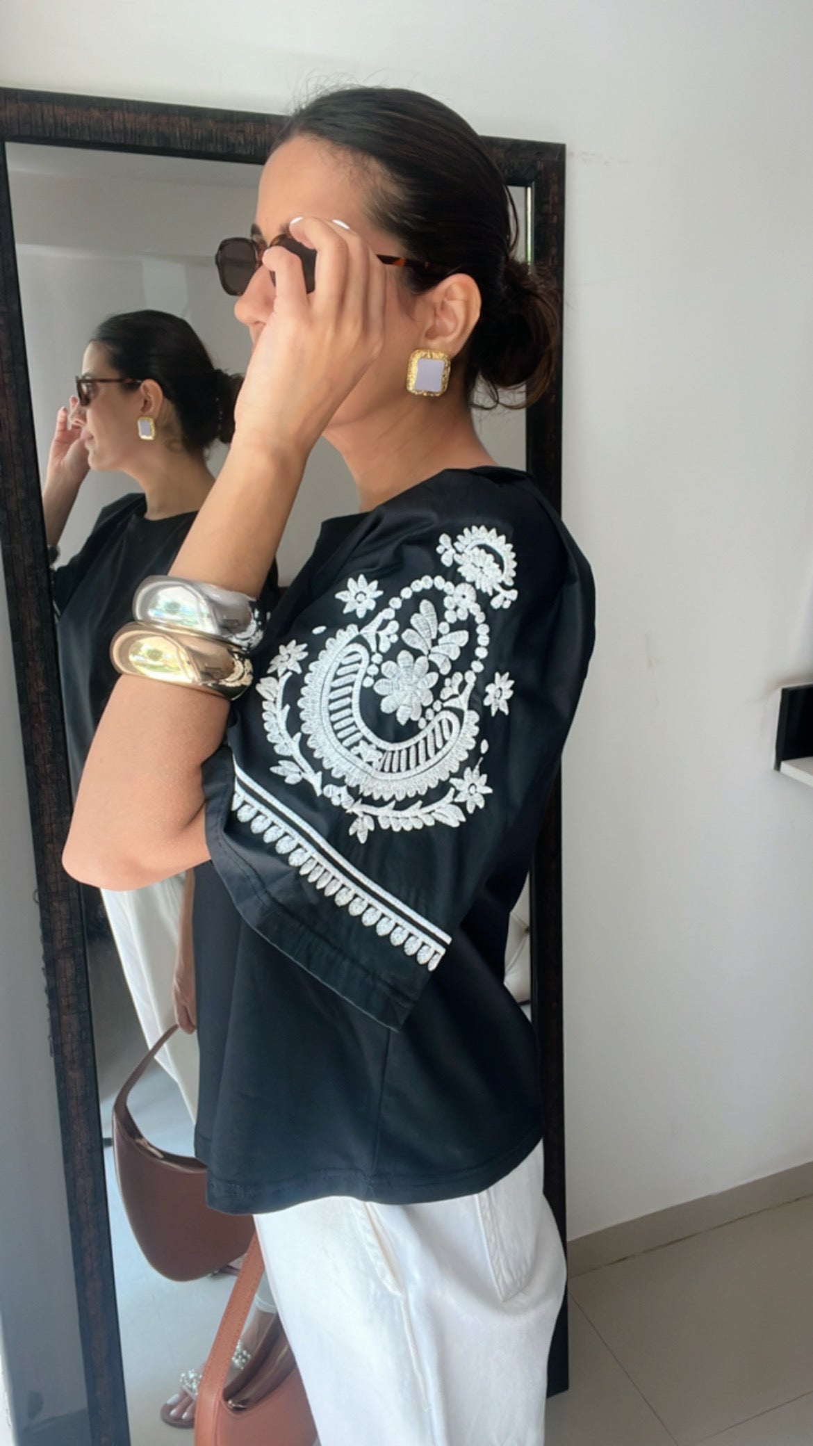 Embroidered Poplin Tee Top