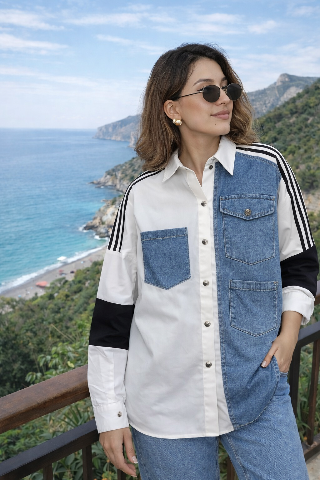Denim Patch Poplin Shirt