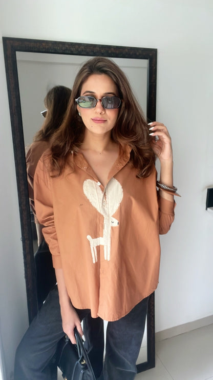 Deer Graphic Poplin Shirt