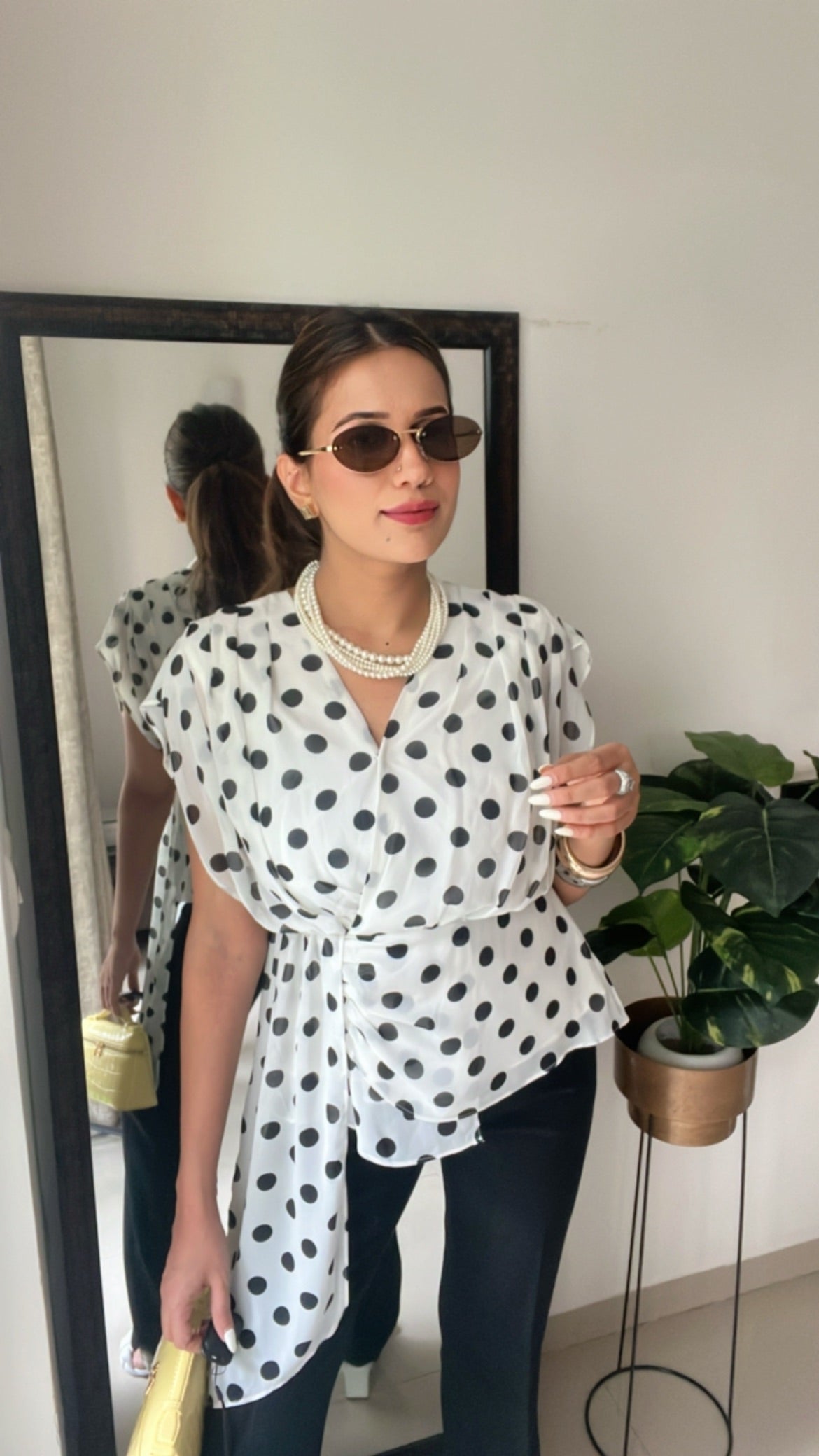 Polka Dot Drape Top