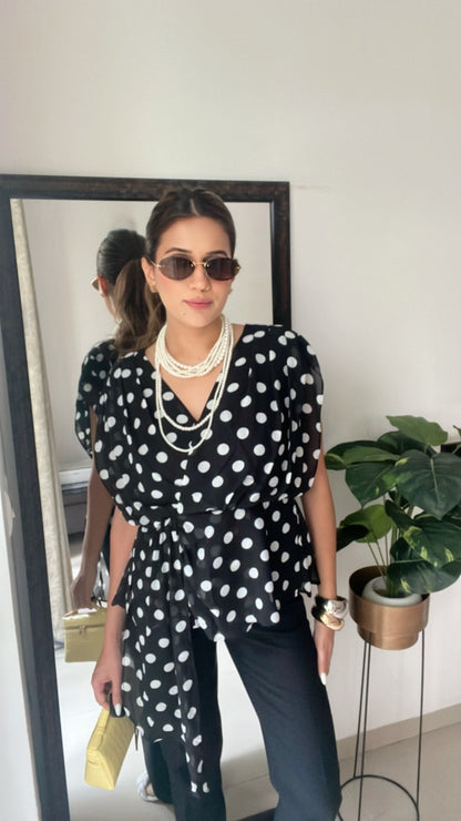 Polka Dot Drape Top