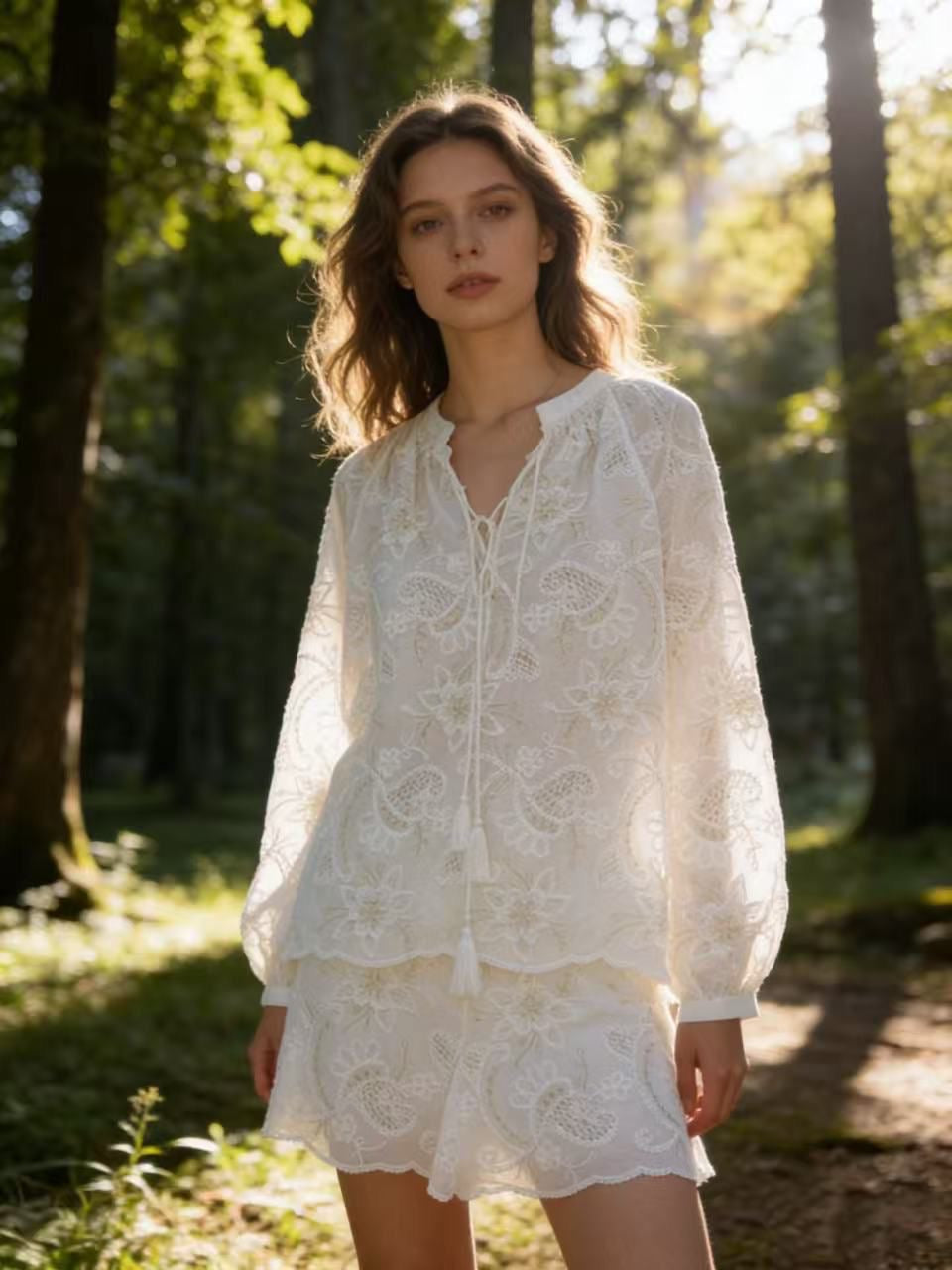 Cutwork Poplin Co-ord Set