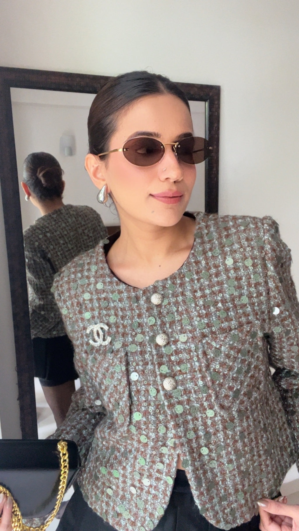 Sequin Embedded Tweed Fall Jacket