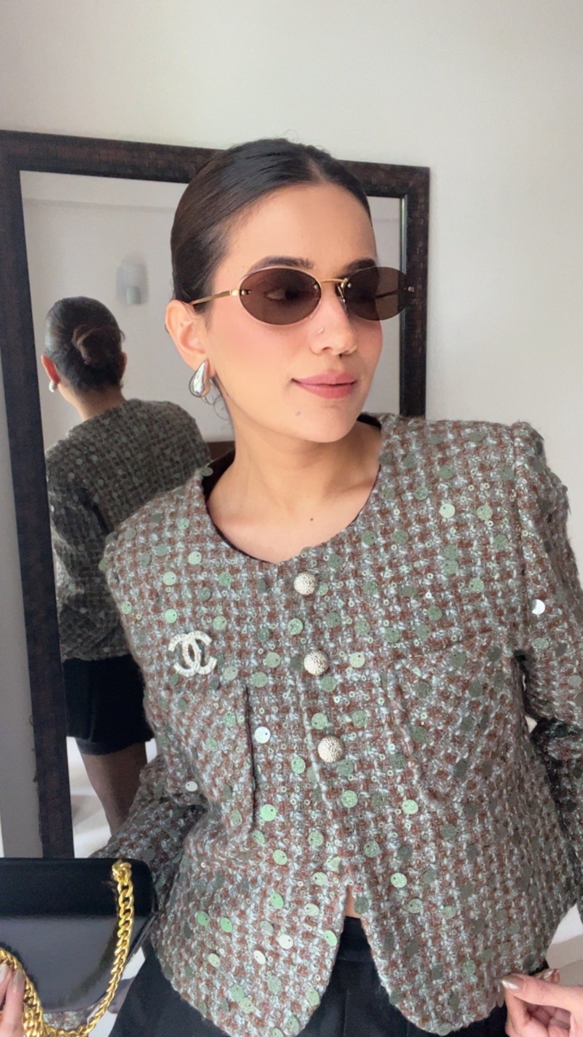 Sequin Embedded Tweed Fall Jacket