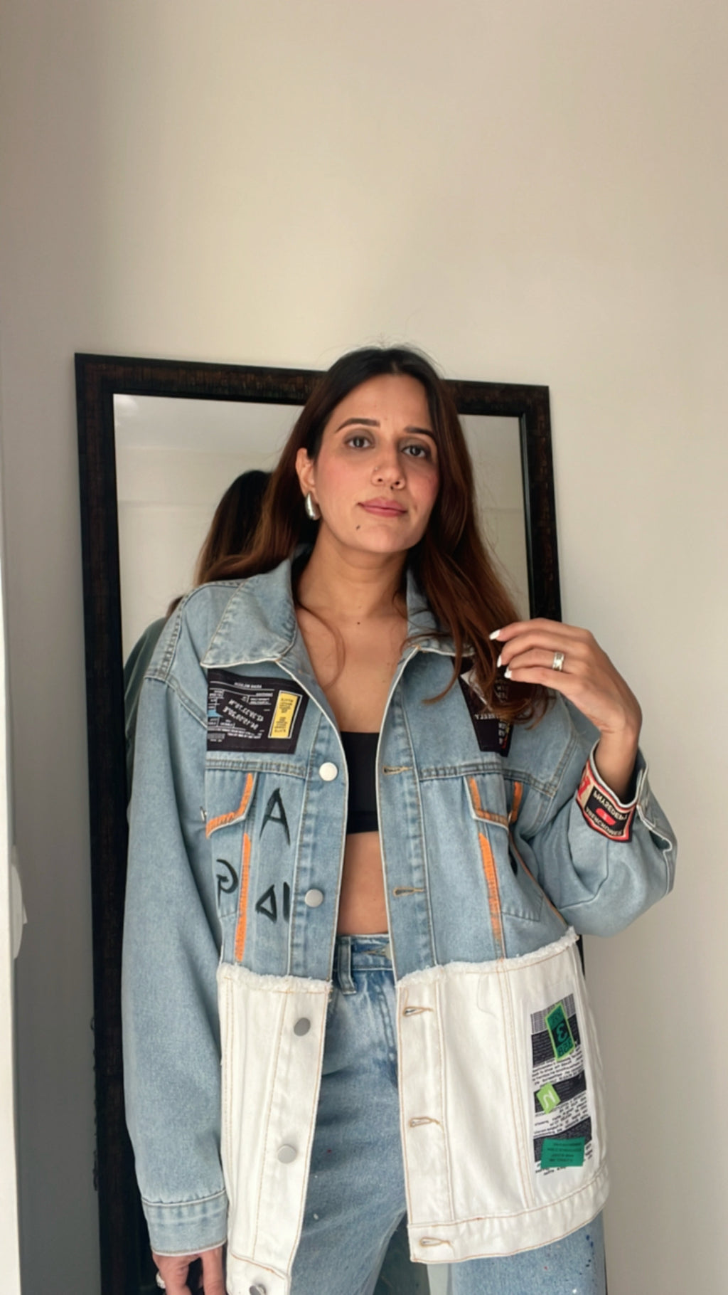 Dual Denim Oversized Fall Jacket