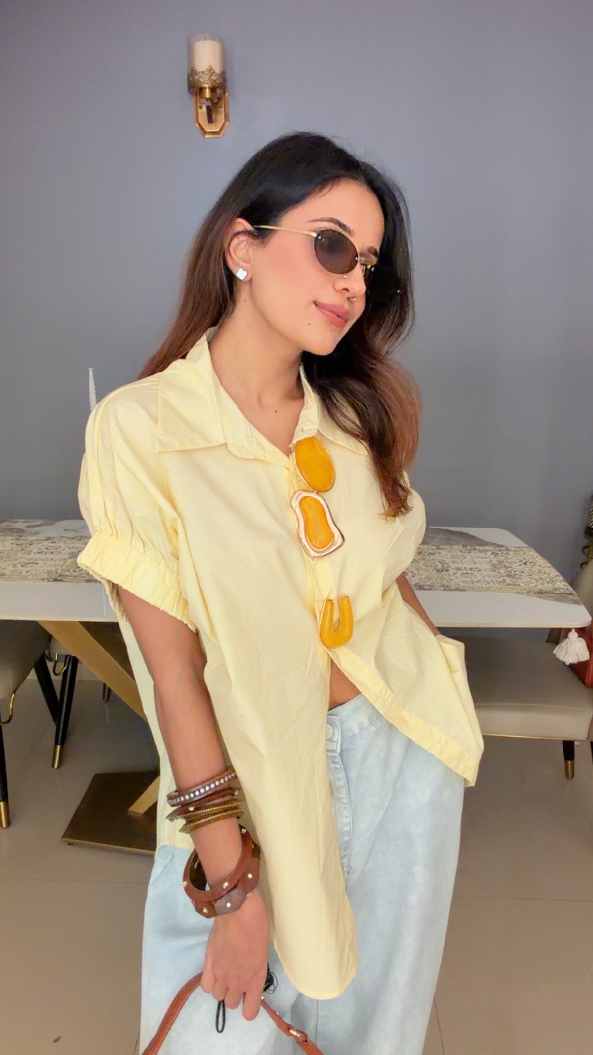 Statement Detail Ruched Sleeve Poplin Shirt