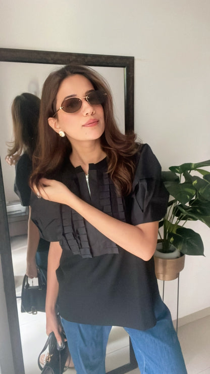 Zipped Frilled Top