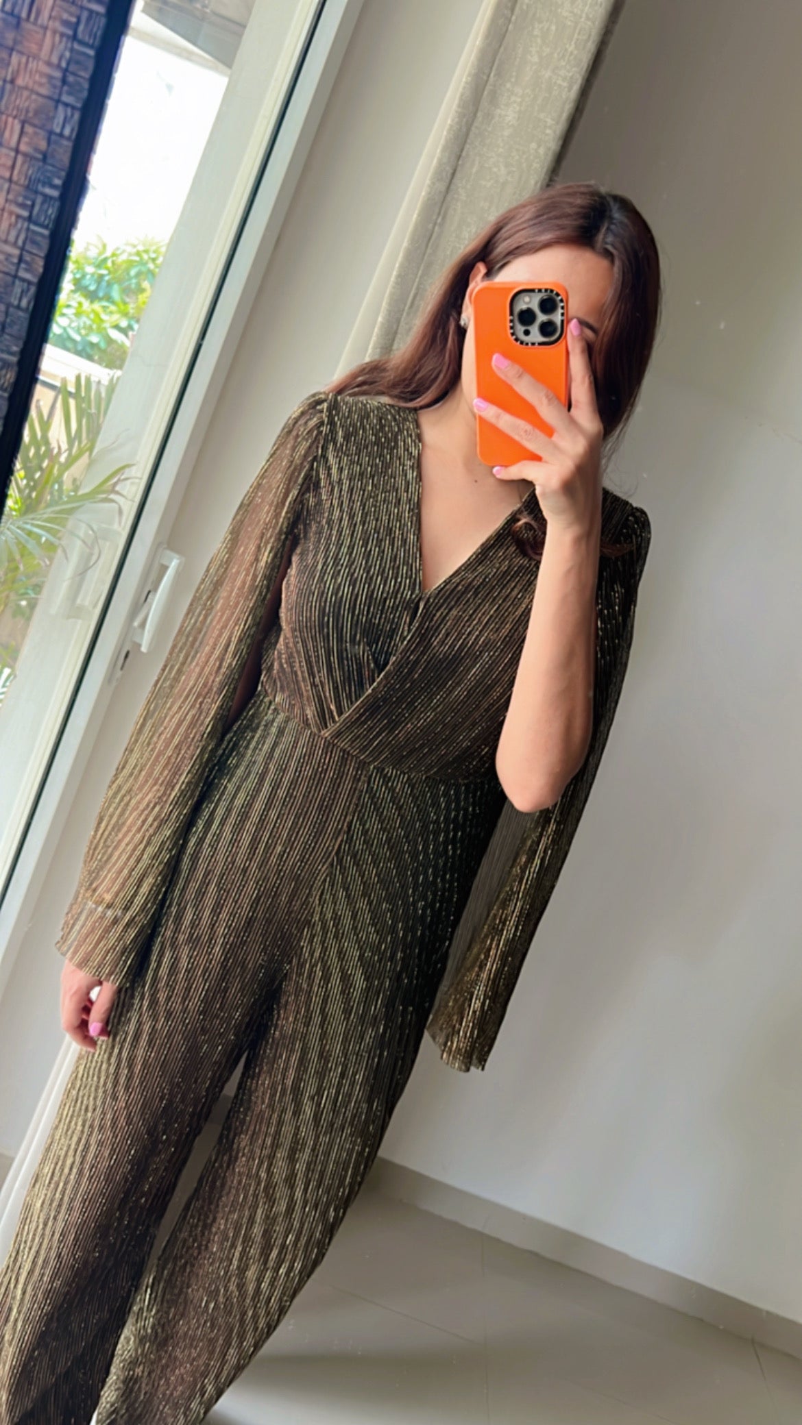 Cape Pleated Jumpsuit