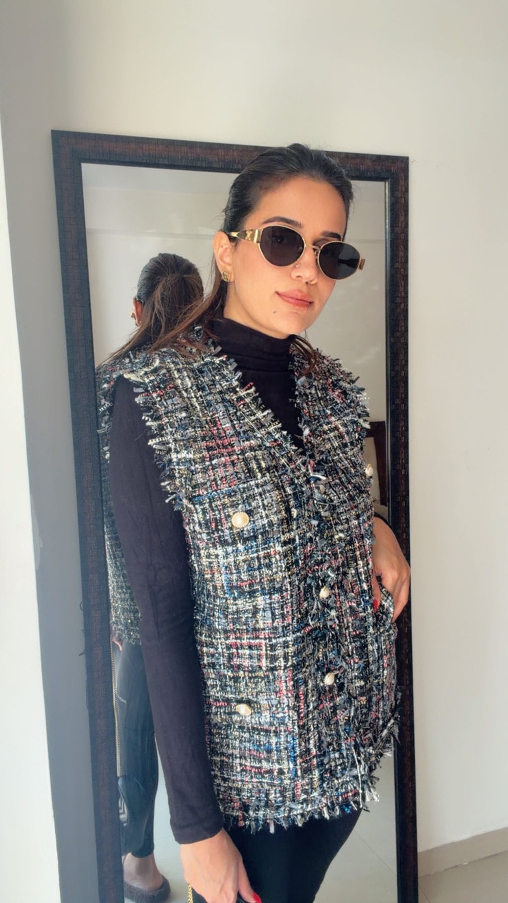 Plaid Tweed Fall Vest