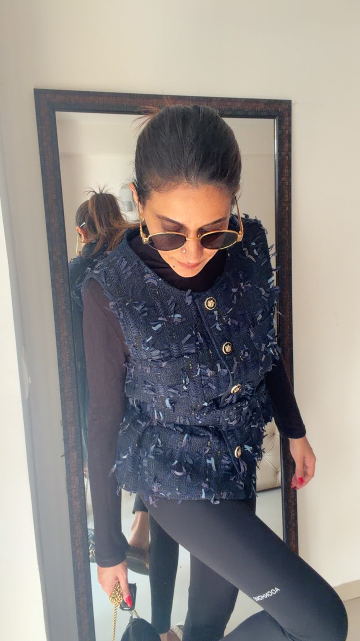 Tweed Fall Vest with belt