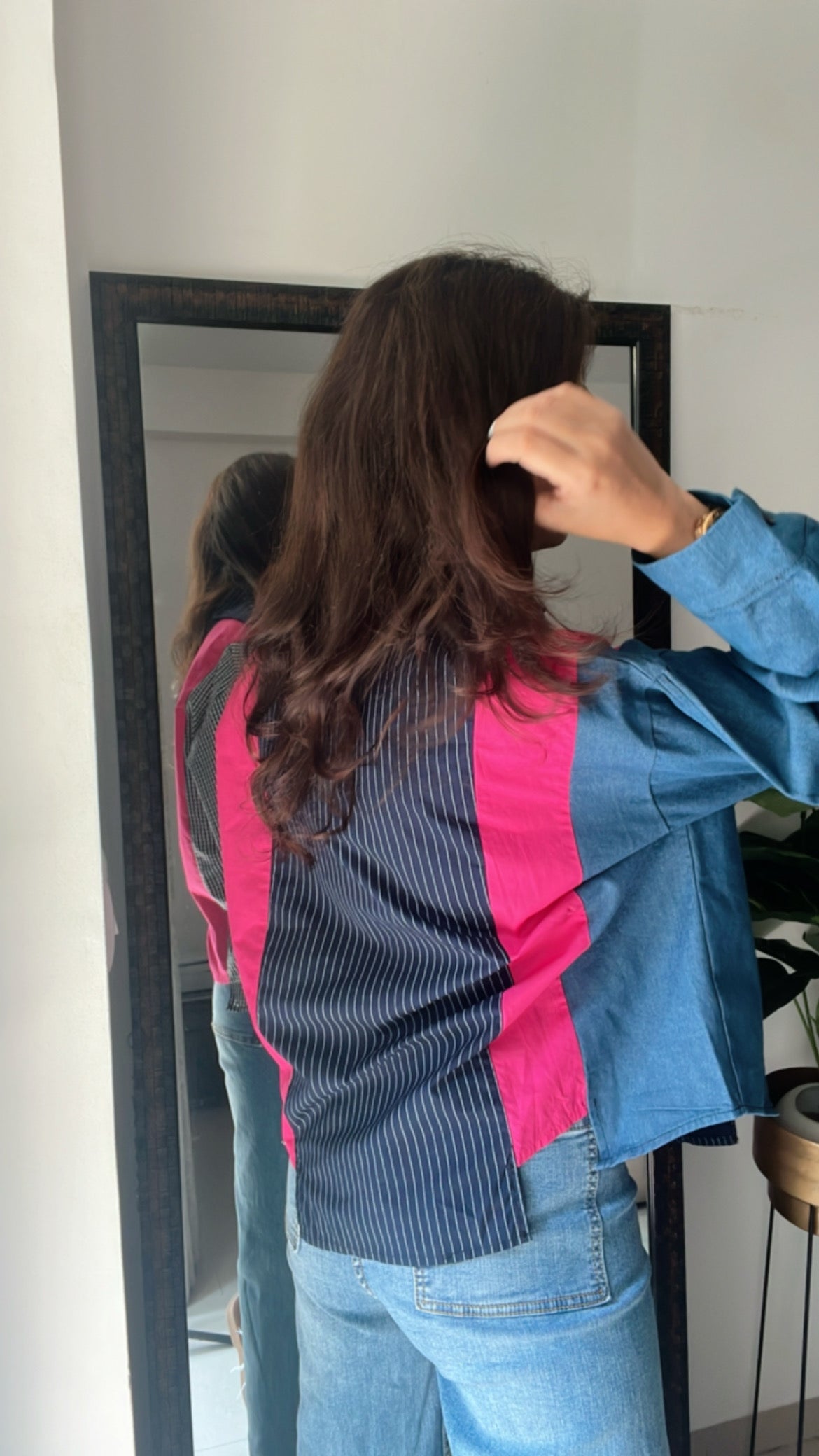 Print and Color Block Poplin Shirt
