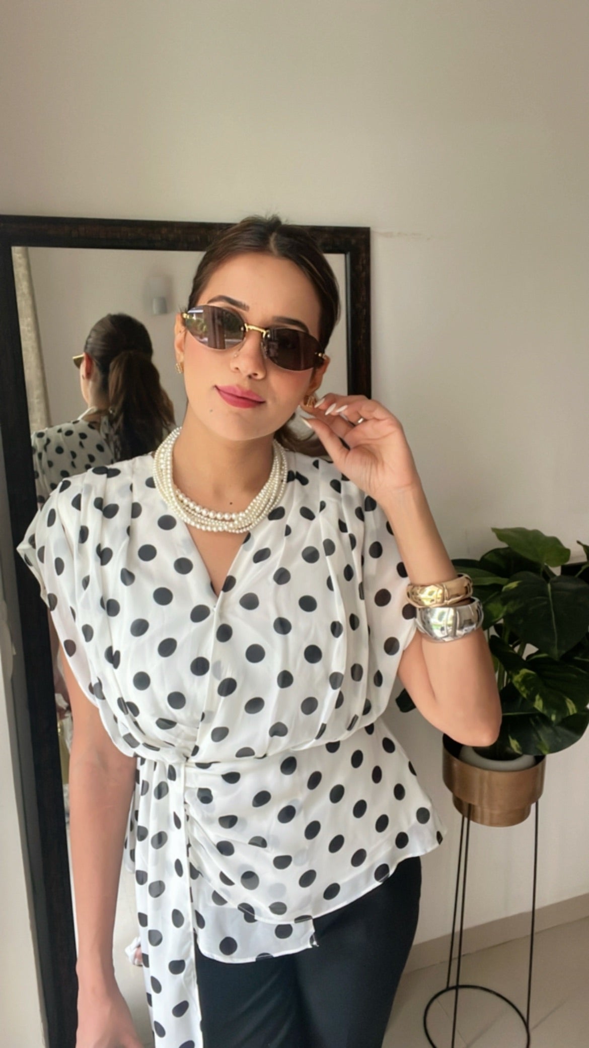 Polka Dot Drape Top