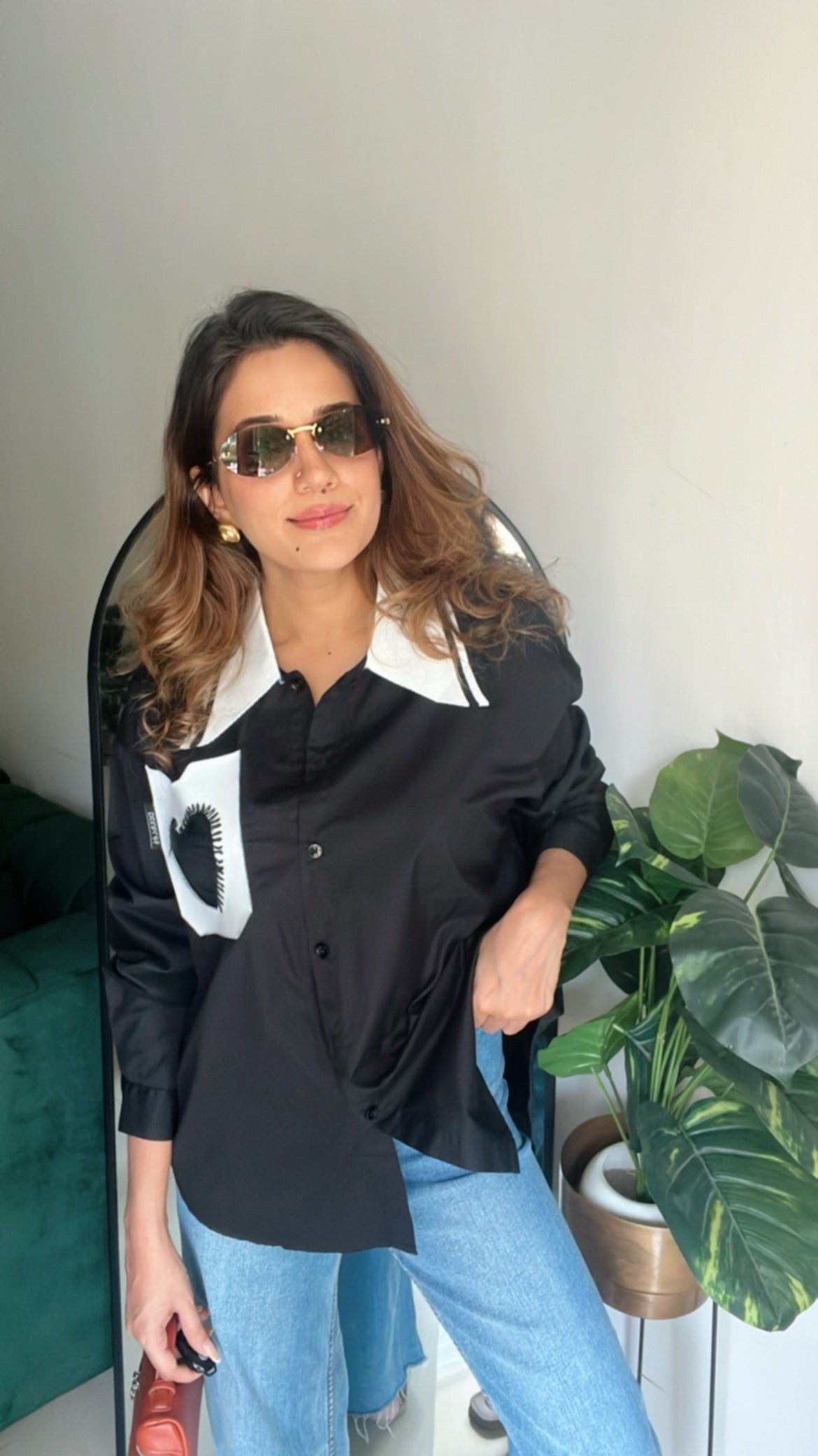 Heart Knit poplin Shirt
