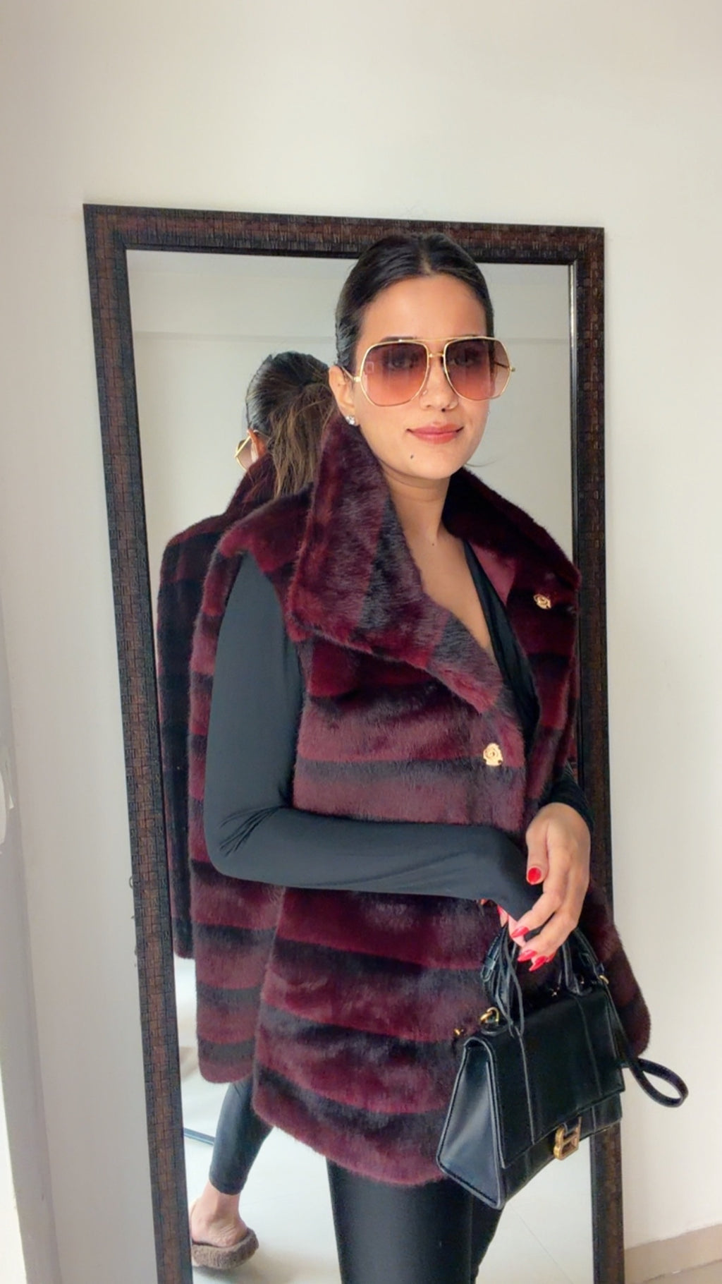 Striped Faux Fur Fall Gilet (Vest)