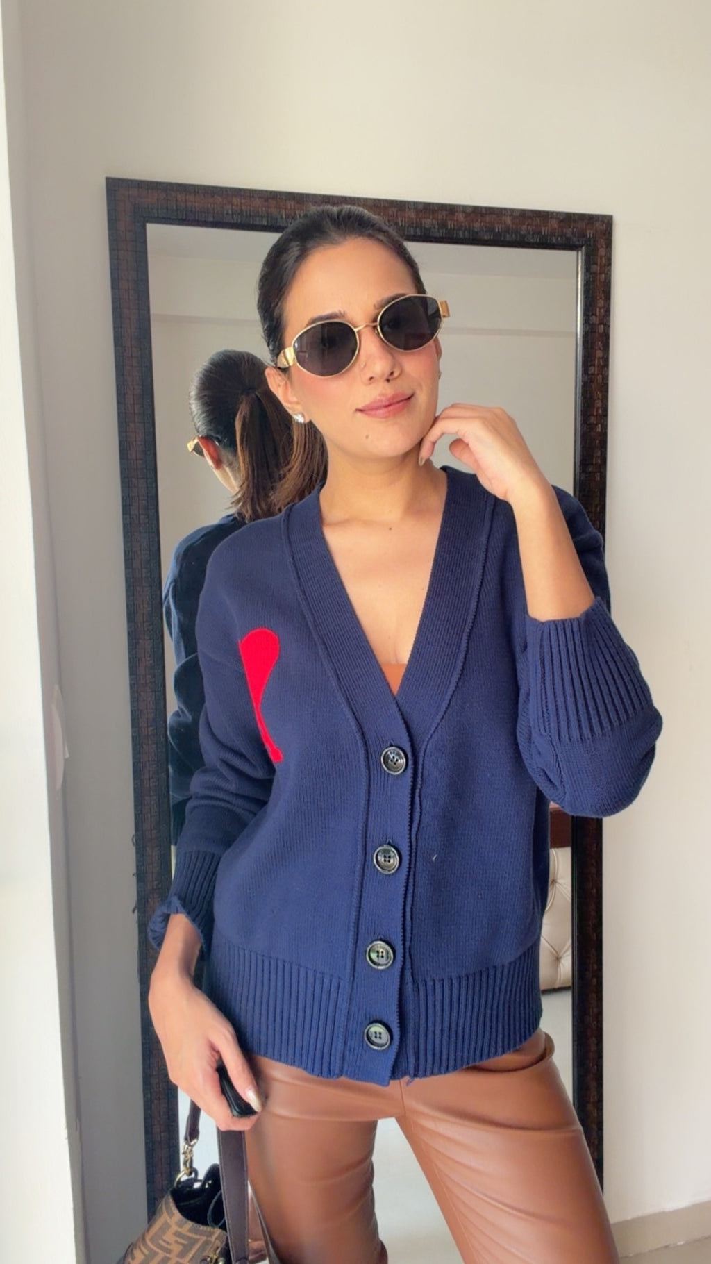 Heart Ribbed Fall Cardigan