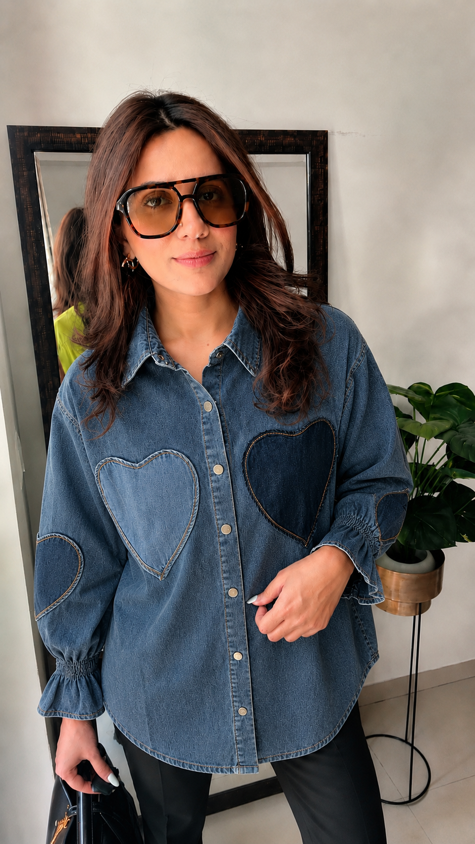 Heart Patch Denim Shirt