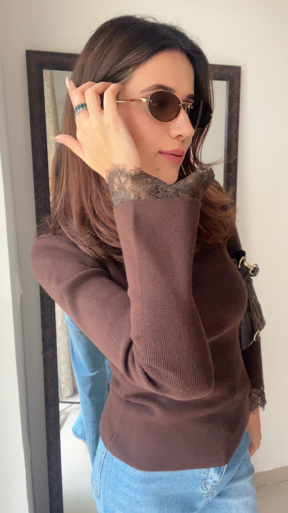 Ribbed Lace Detailed Fall Layered Top