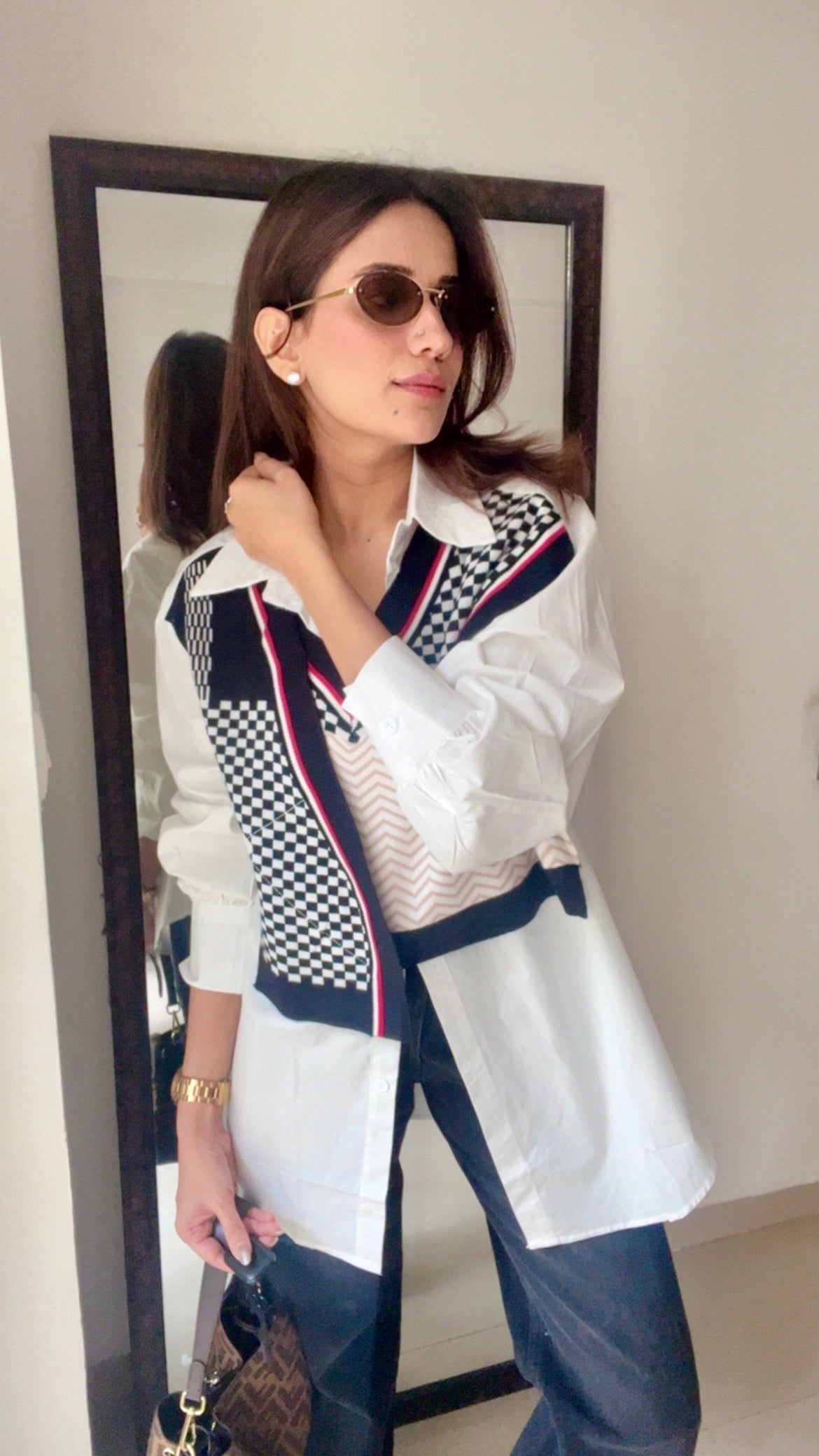 Knit Vest Poplin Fall Shirt