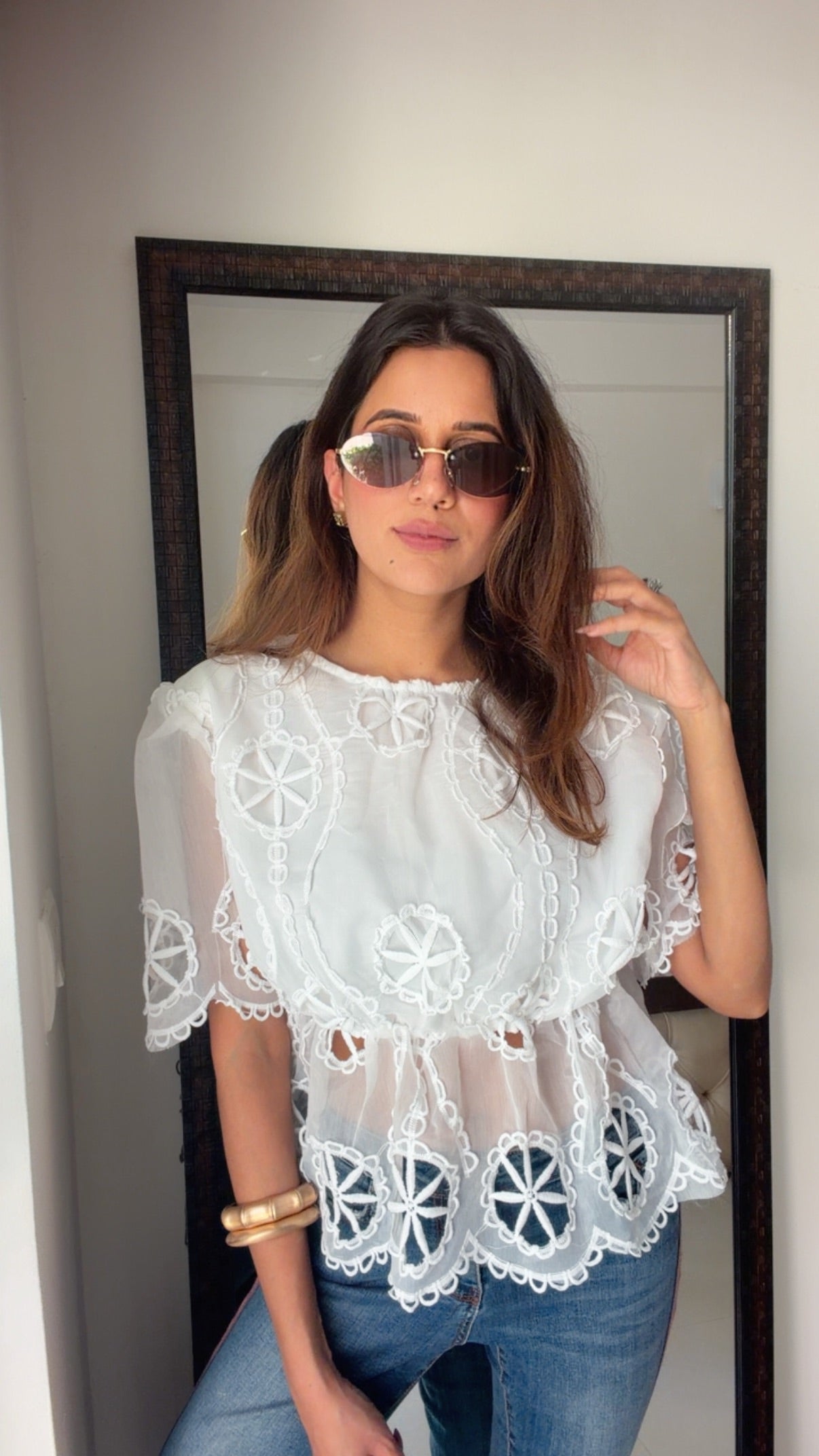 Cutwork Peplum Classic Top