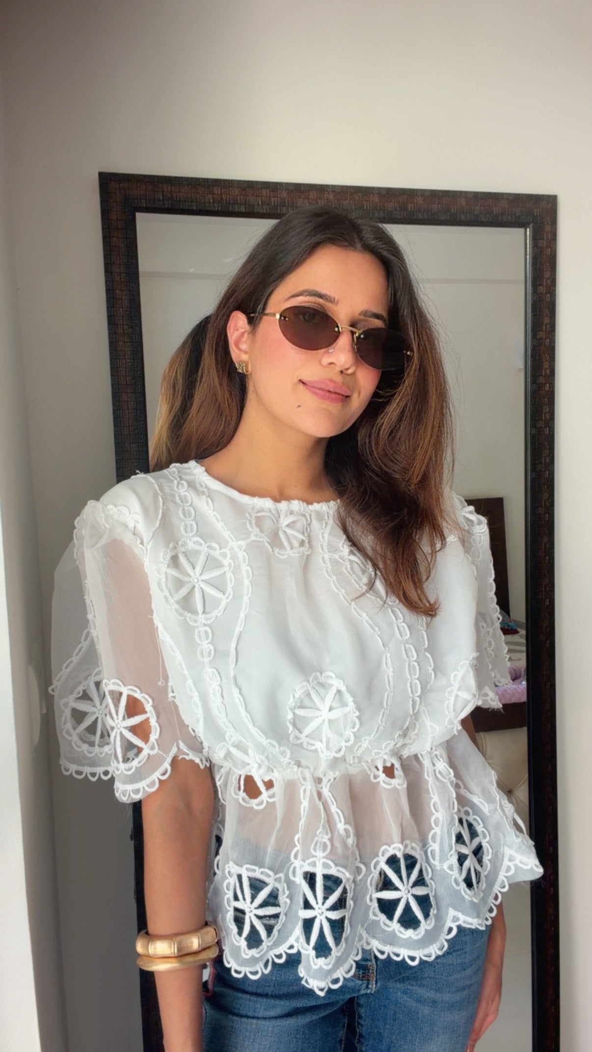 Cutwork Peplum Classic Top