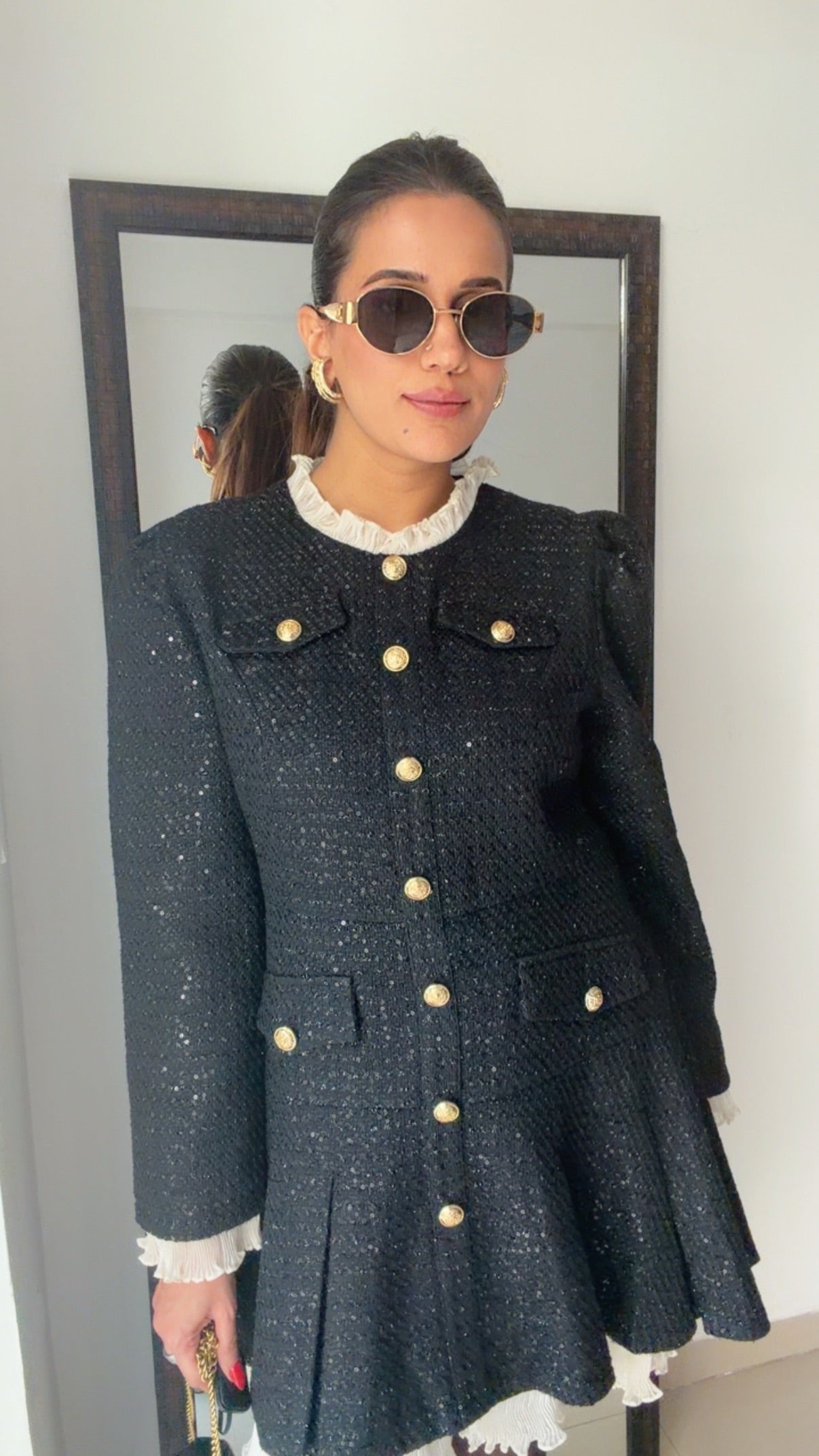 Sequin Embedded Tweed Fall Dress