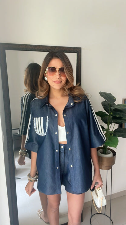 Playful Denim Shorts Co-ord Set