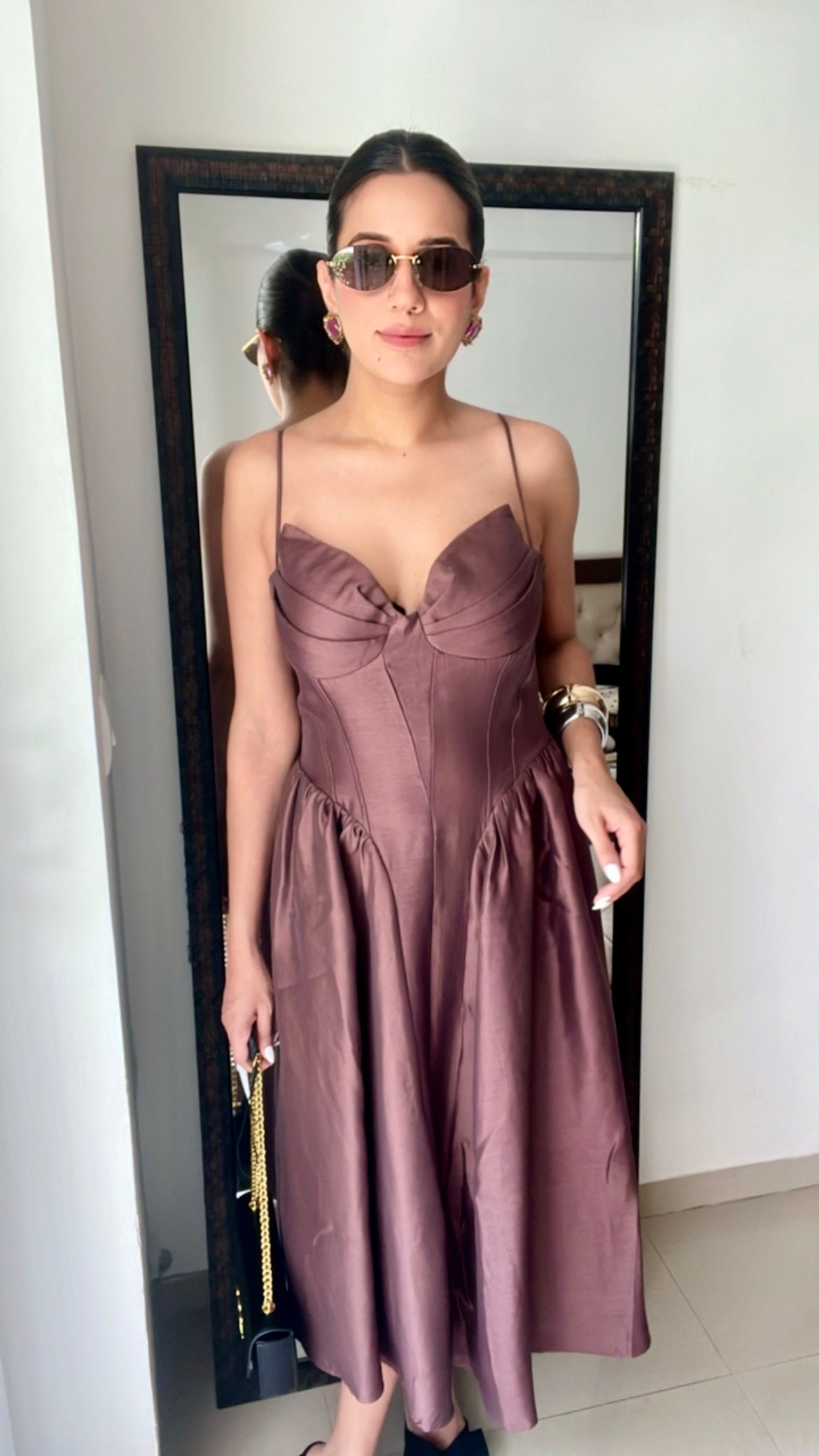 Mocha Rose Midi Dress