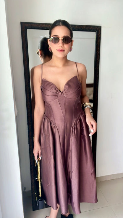 Mocha Rose Midi Dress