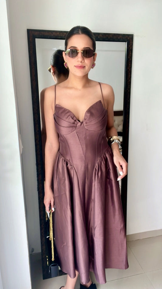 Mocha Rose Midi Dress