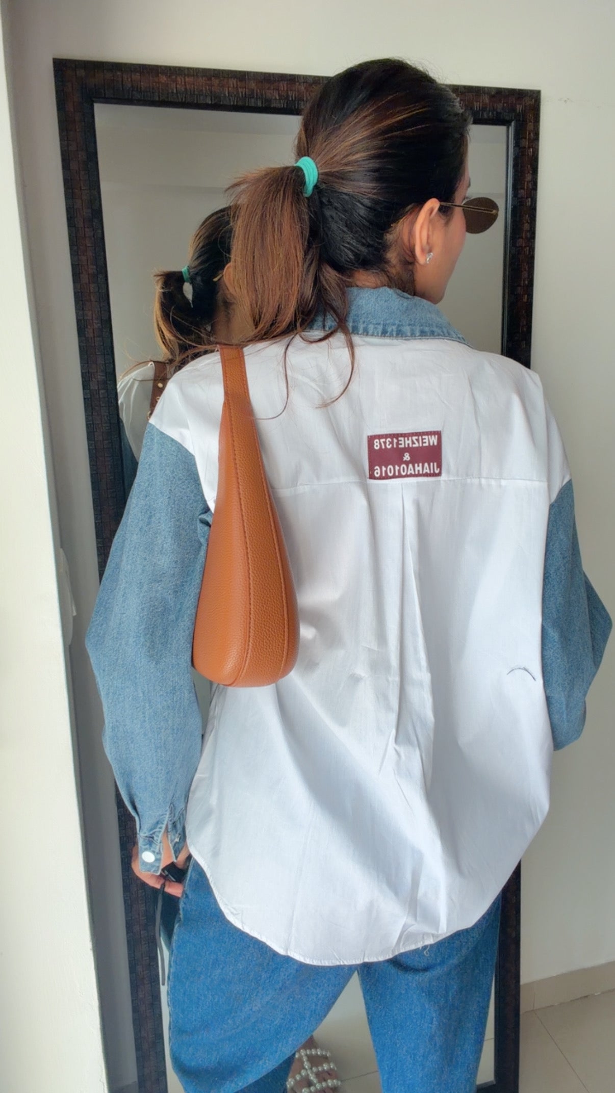 Denim Sleeves Poplin Shirt