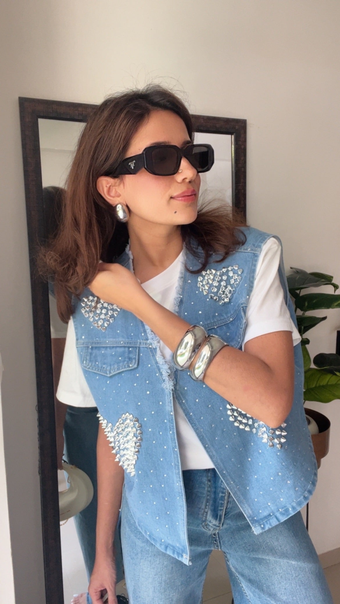 Rivet Heart Denim Fall Vest