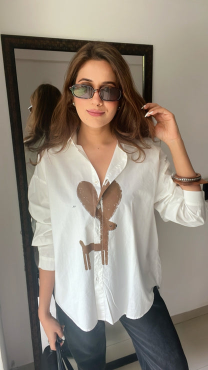 Deer Graphic Poplin Shirt