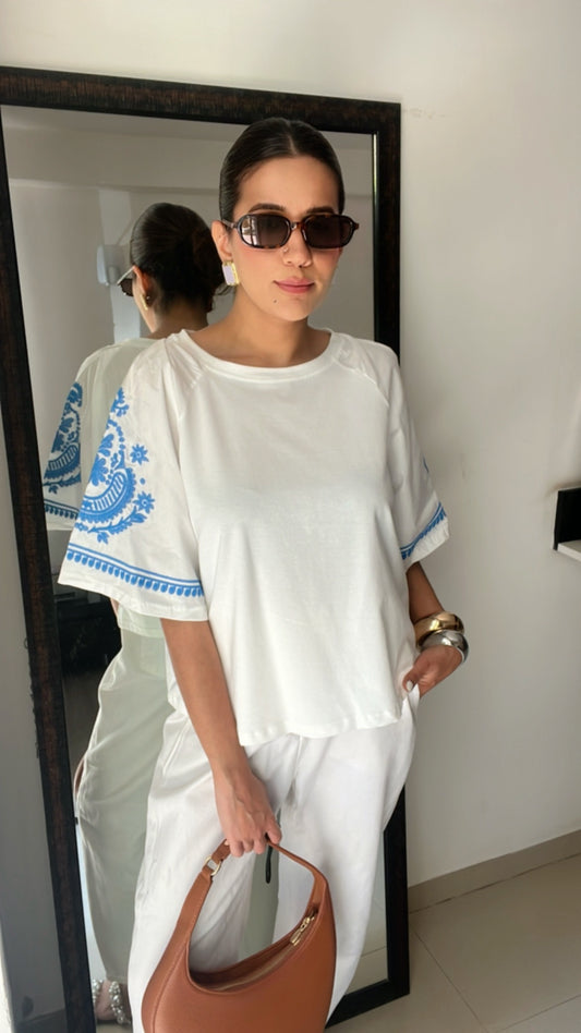 Embroidered Poplin Tee Top