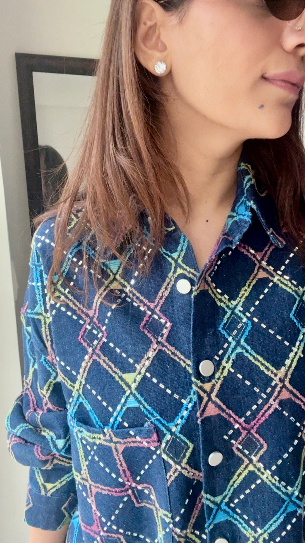 Rainbow Studded Denim Shirt
