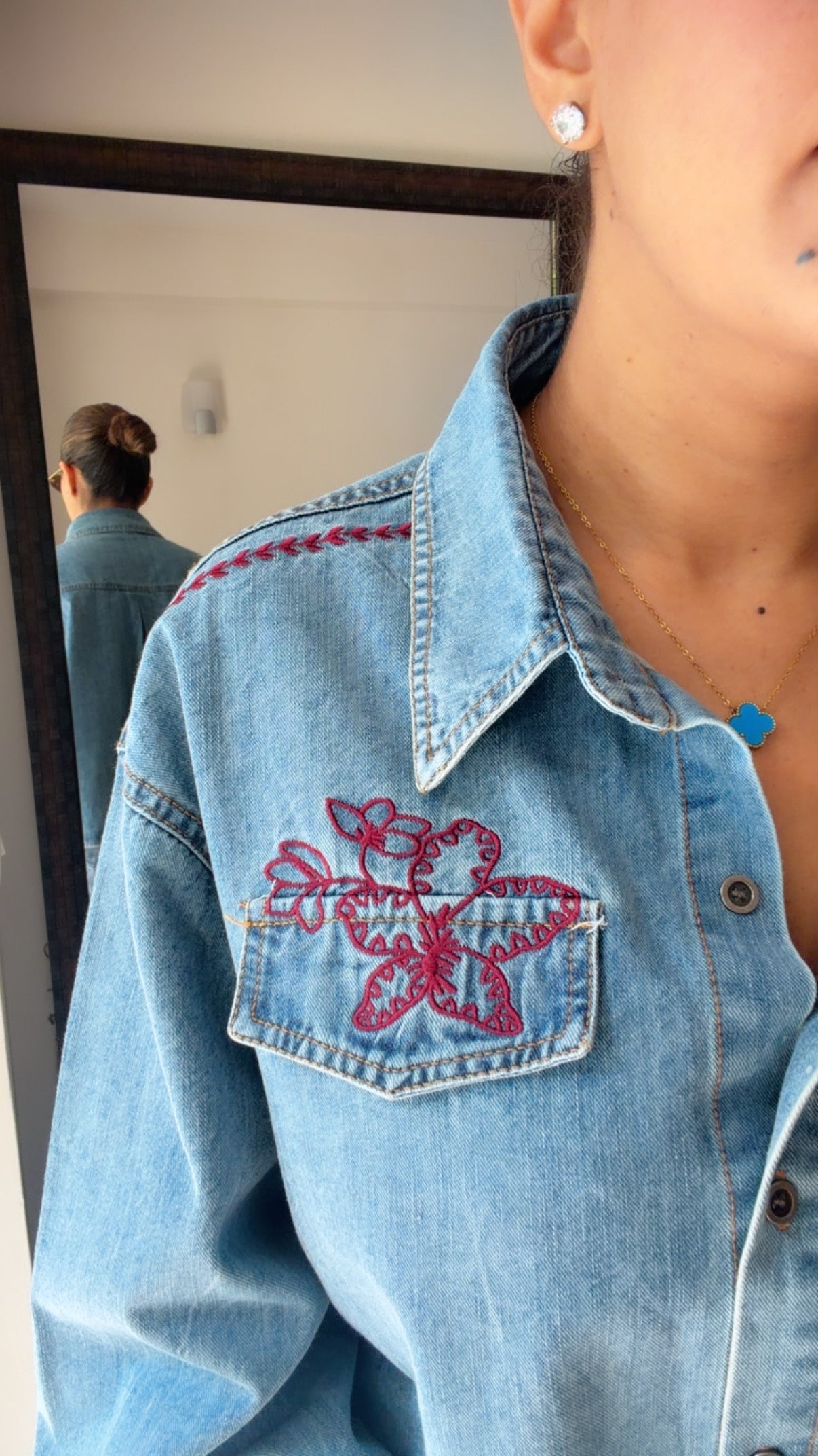 Flora Embroidered Denim Shirt