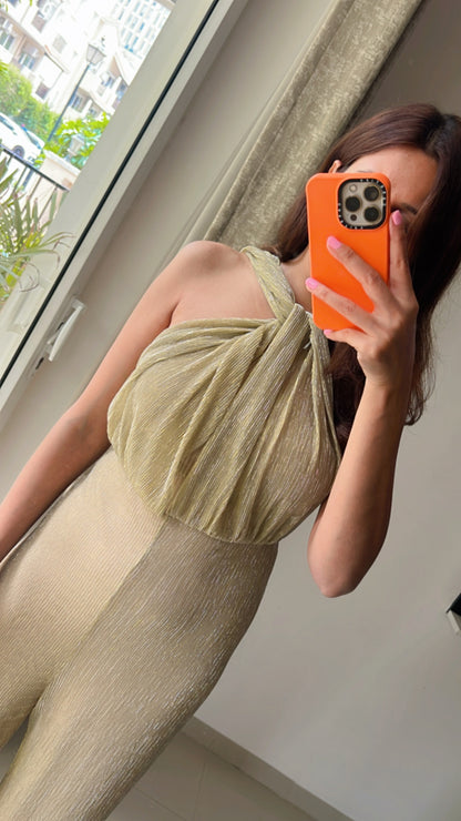 Halter look Pleated Jumpsuit