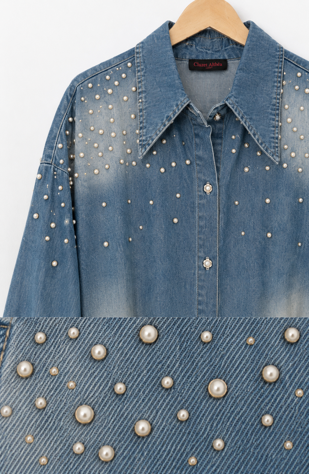 Studded Washed Denim Shirt