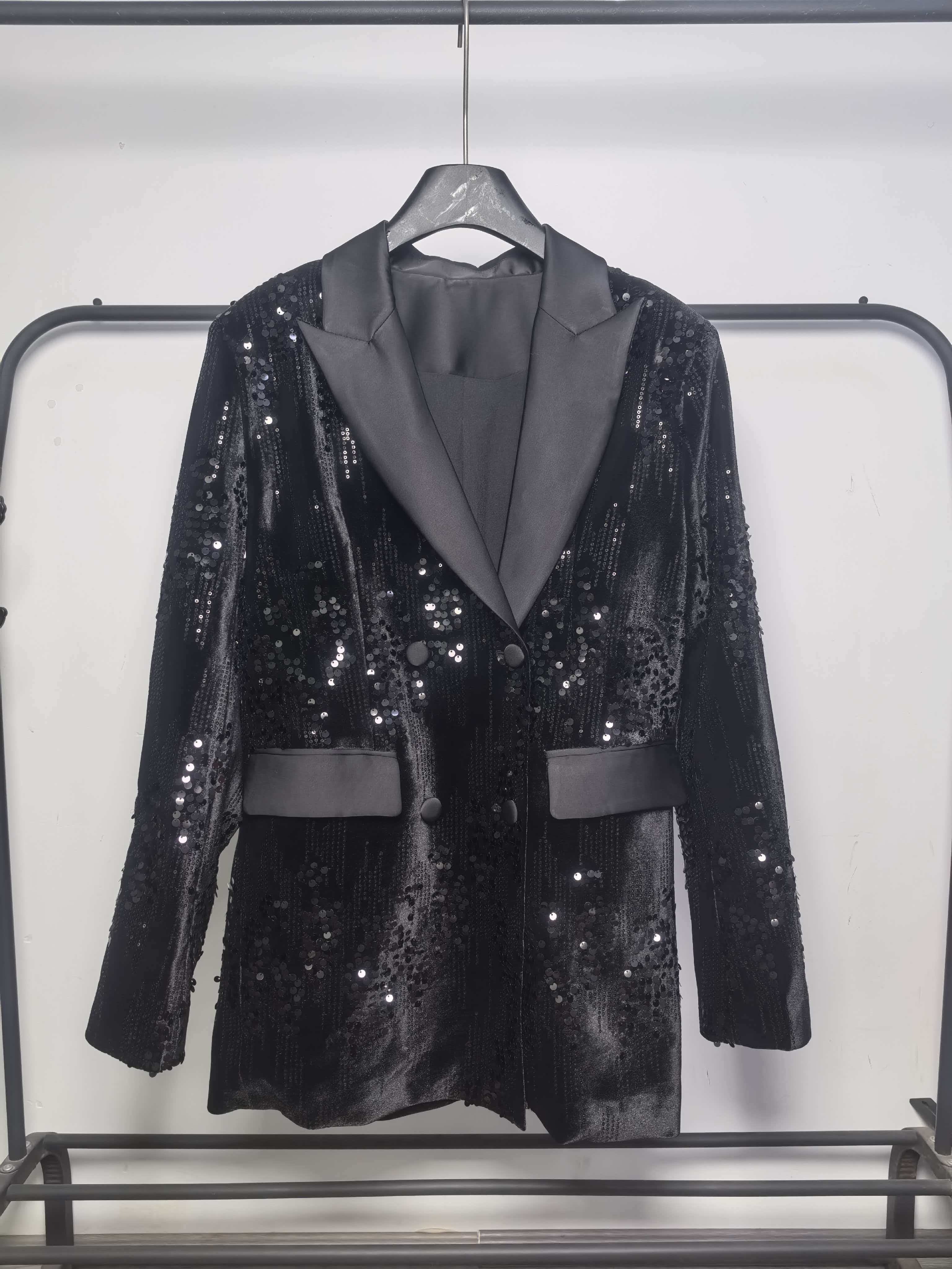 Sequin Embedded Velvet Fall Dress