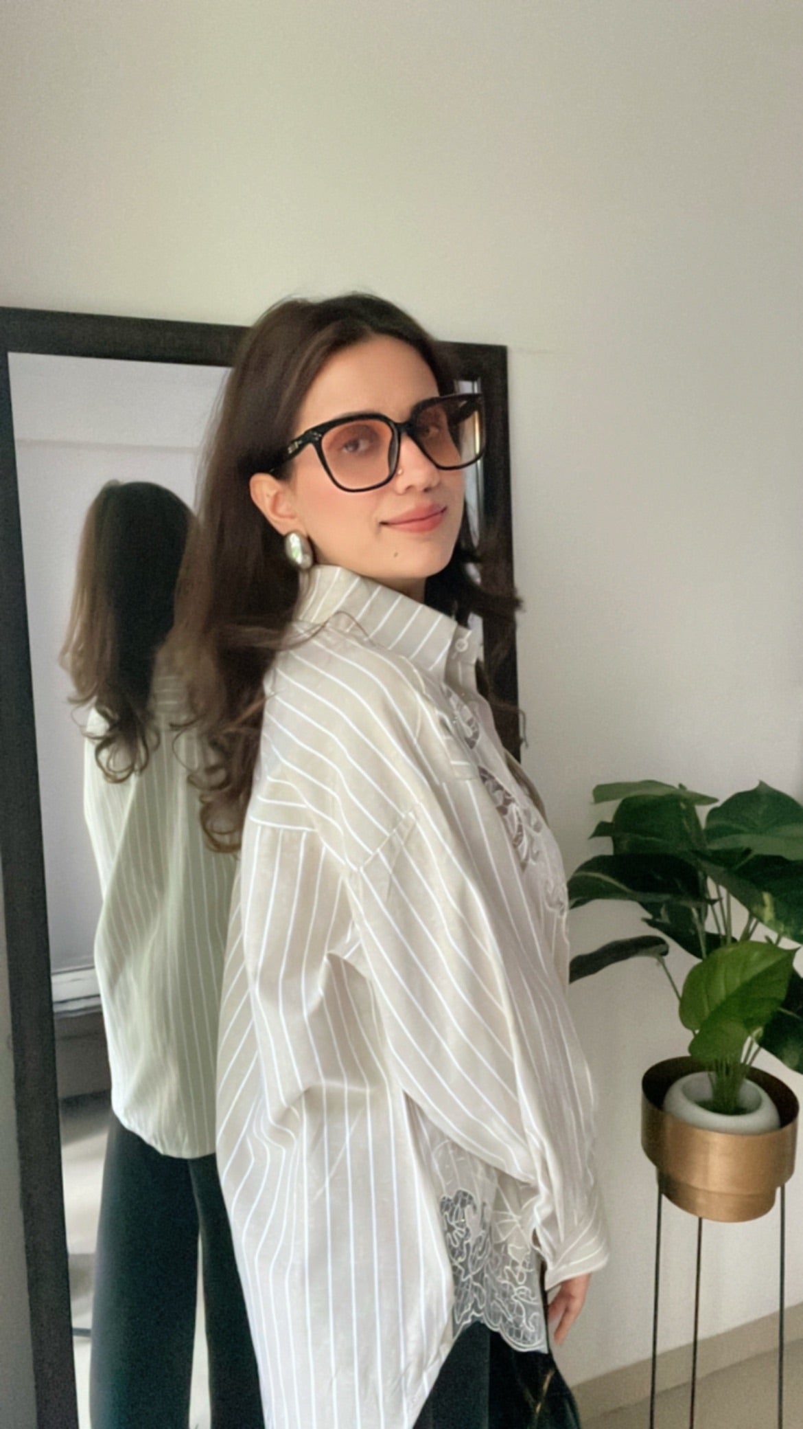 Lace Detailed Linen Shirt