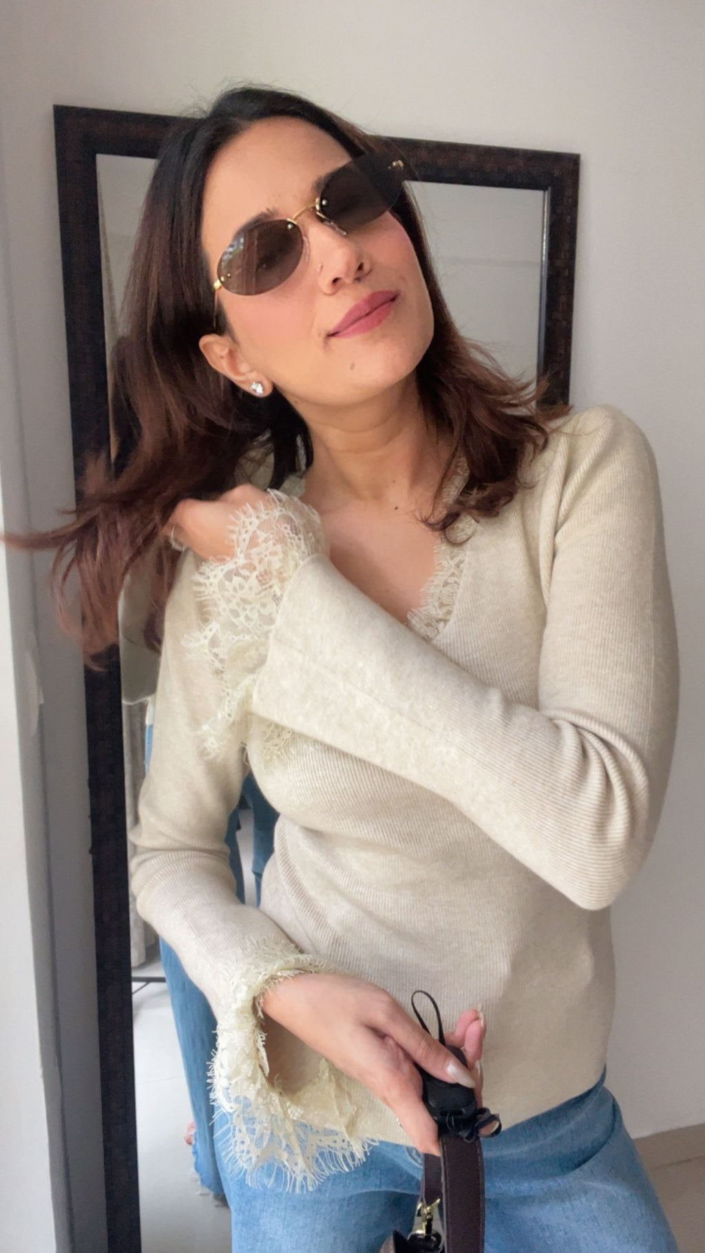 Ribbed Lace Detailed Fall Layered Top