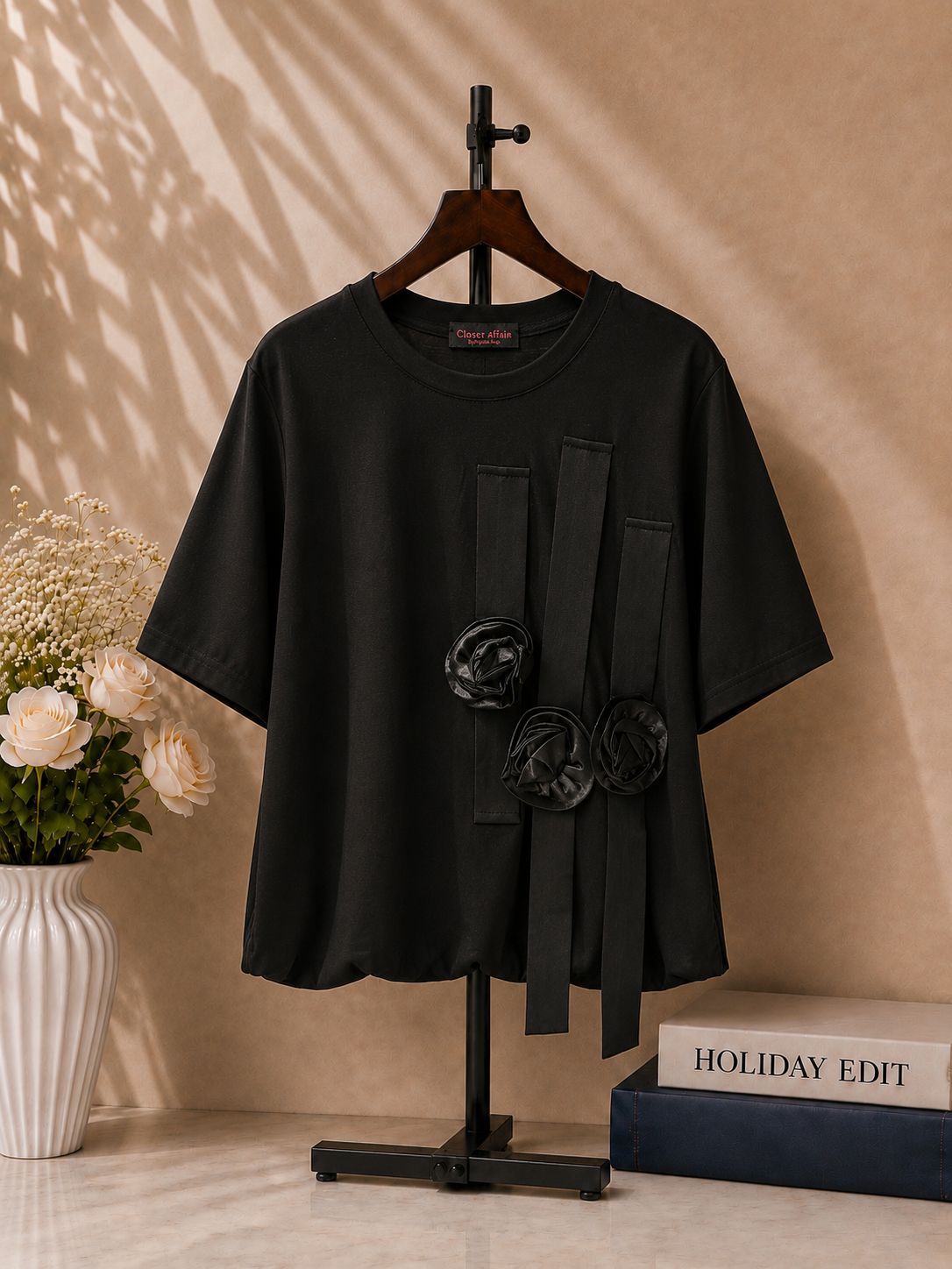 Floral Appliqué Relaxed Fit Top