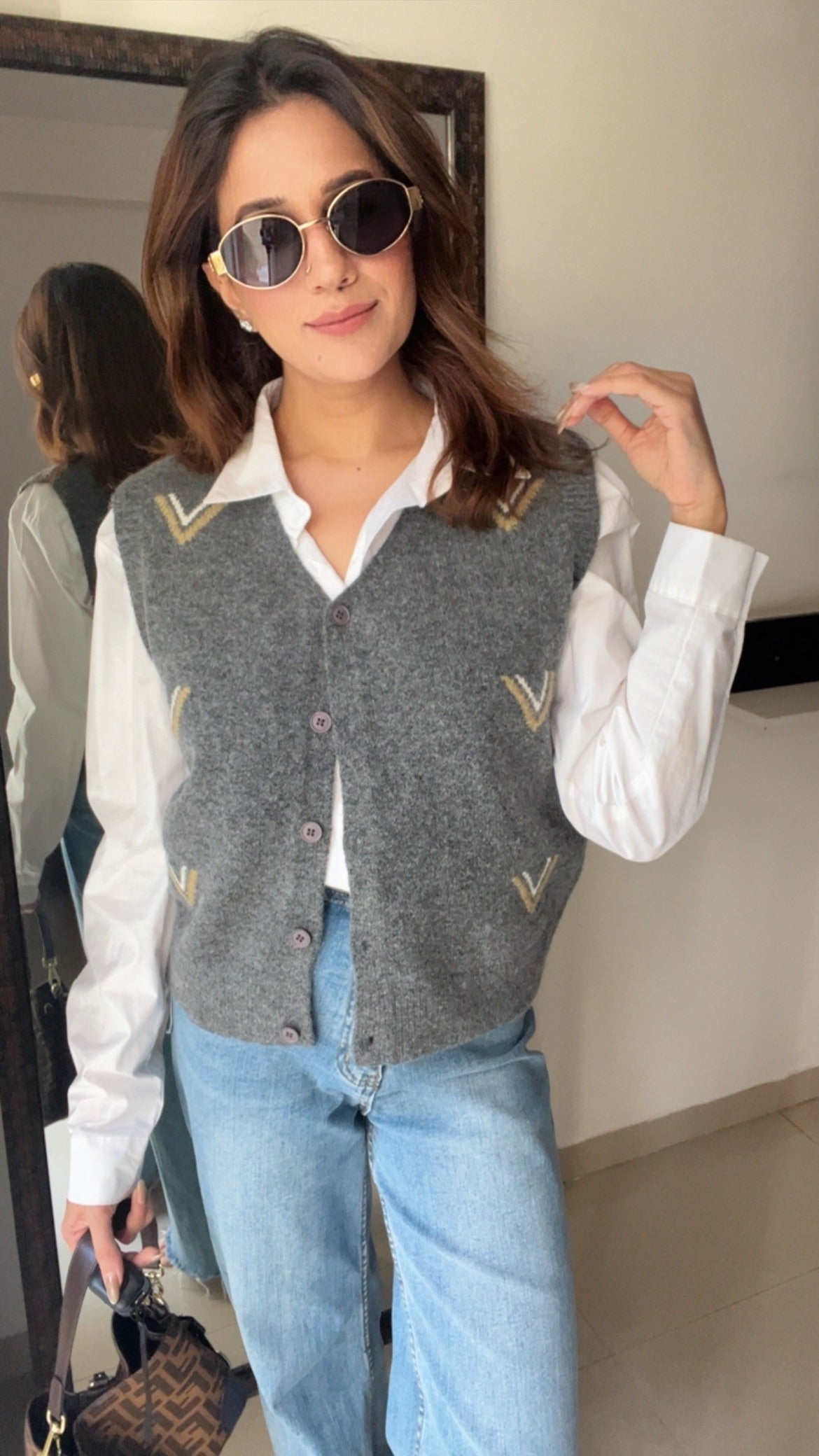 Buttoned Knit Fall Vest