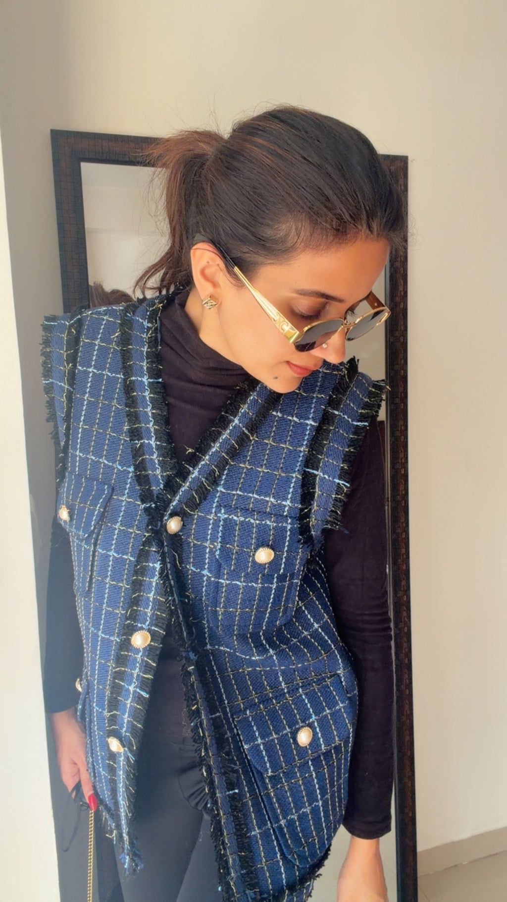 Plaid Tweed Fall Vest