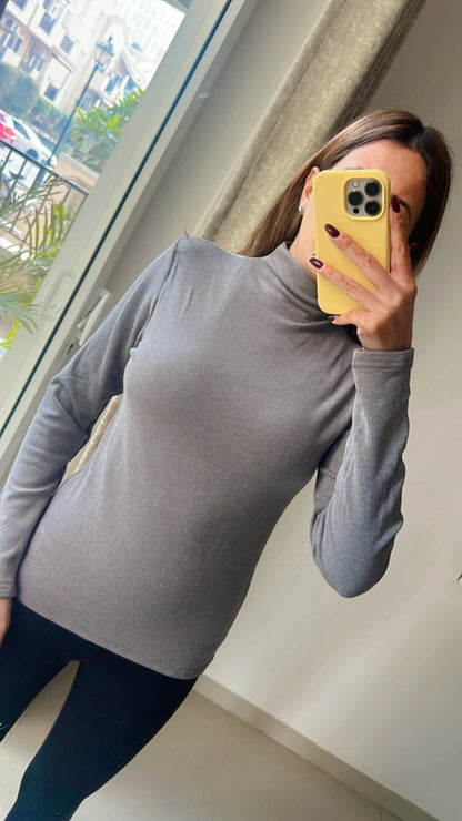 Ribbed Polo Neck Fleece Inner Fall Jumper