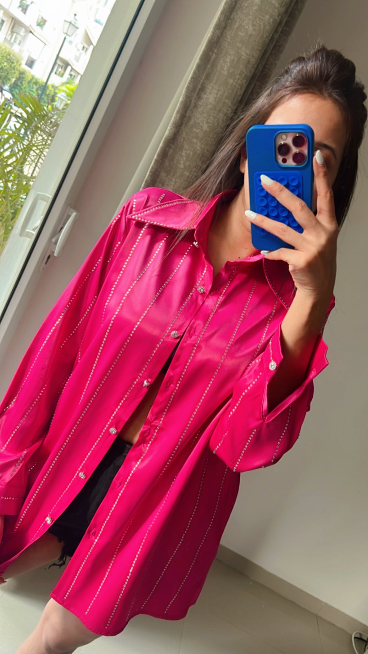 Glossy Swarowski Studded Shirt