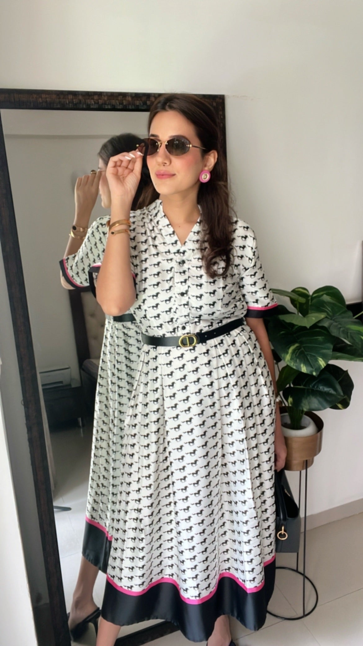 Horse Printed Vintage Dress