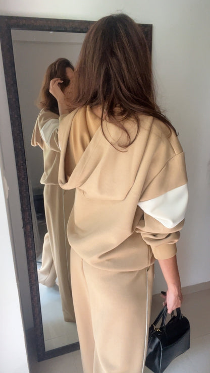 Color Contrast Hoodie Lounge Set